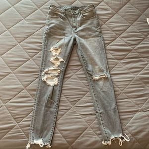Grey Ripped high waisted American Eagle jeans